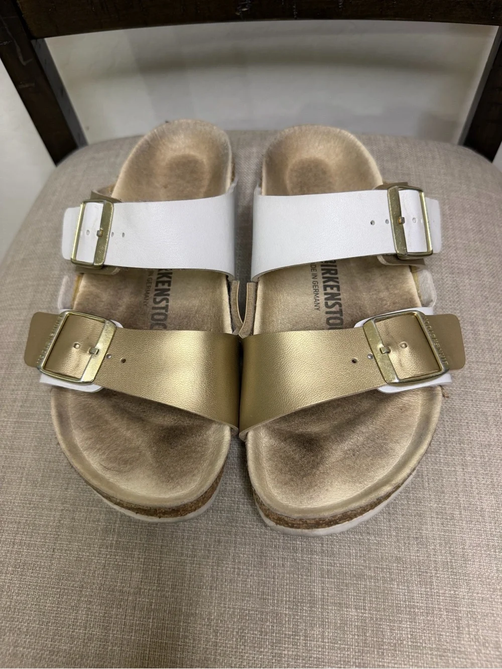 Birkenstock White & Gold Sandals